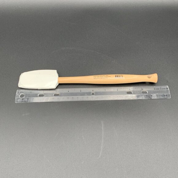 Le Creuset White Spatula Wood Handle Silicone Craft Series Small 11 1/8 x 1 3/4 - Picture 4 of 4